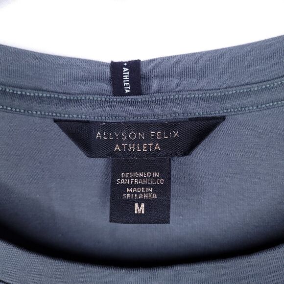 Athleta Allyson Felix Top Womens Medium Gray Cropped Break Records Break Barrier - Picture 9 of 11